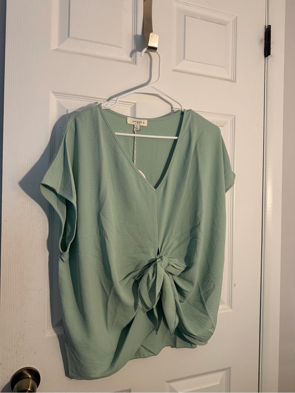 UMGEE Sage Green Tie-Front Top